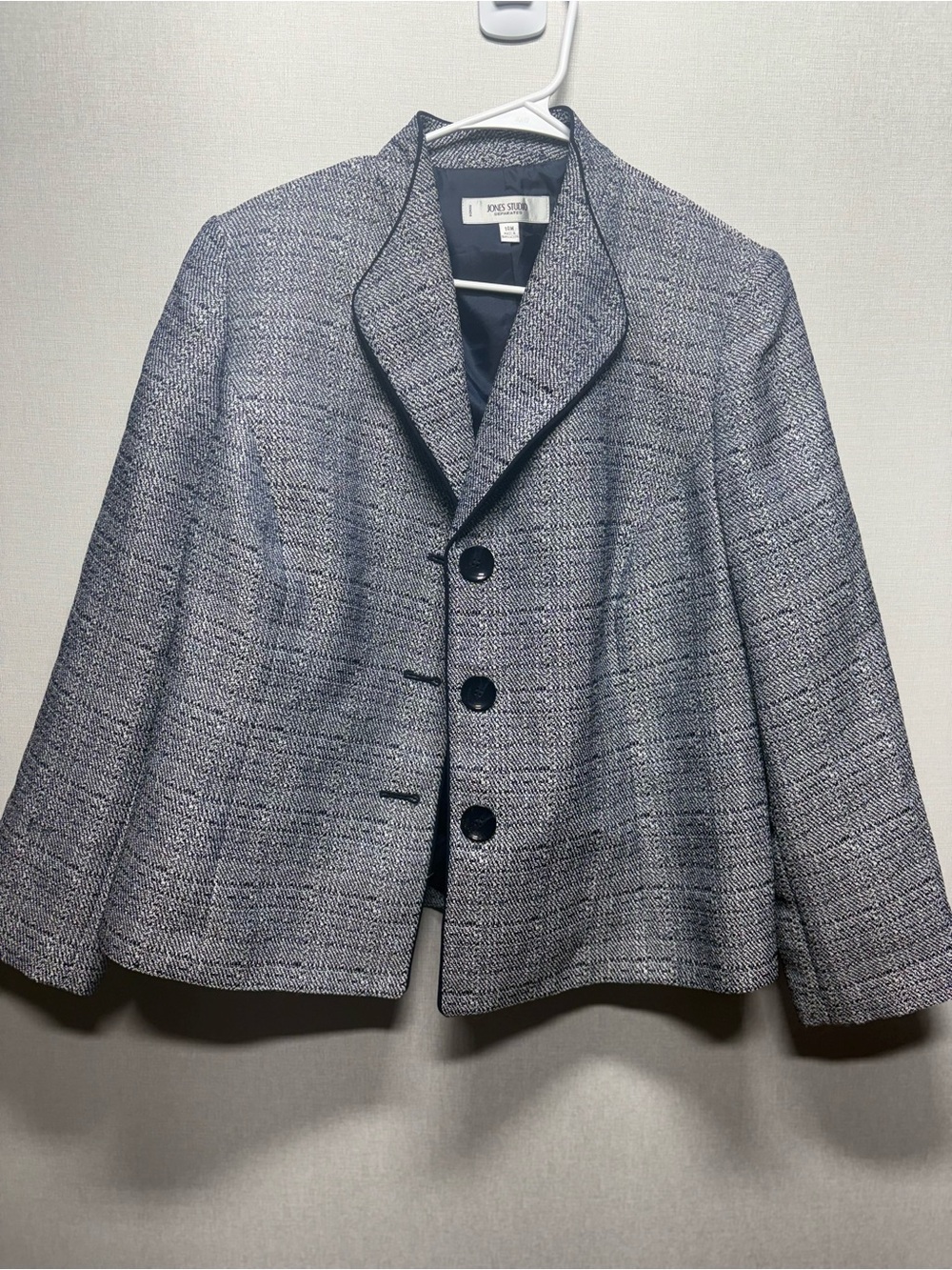 Jones Studio Navy & White Textured Tailored Blazer